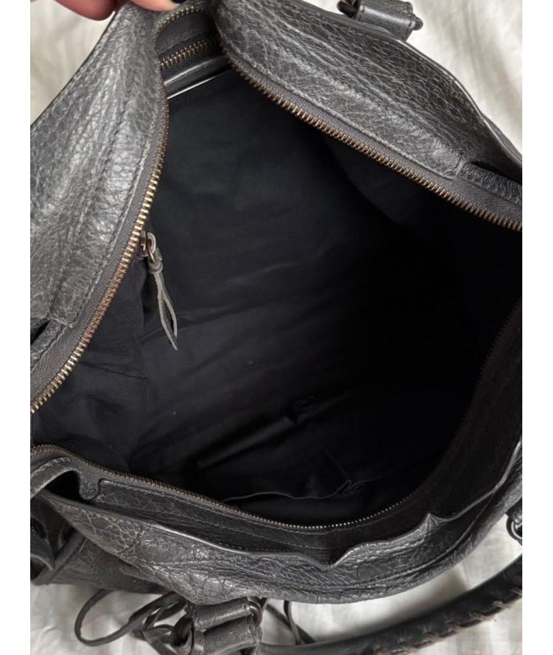 BALENCIAGA Серая кожаная сумка с короткими ручками, фото 5