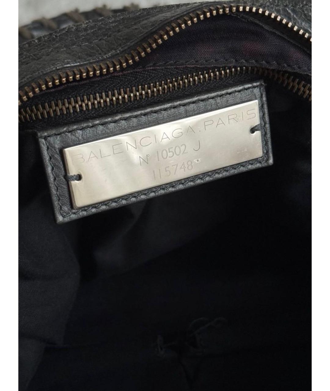 BALENCIAGA Серая кожаная сумка с короткими ручками, фото 7