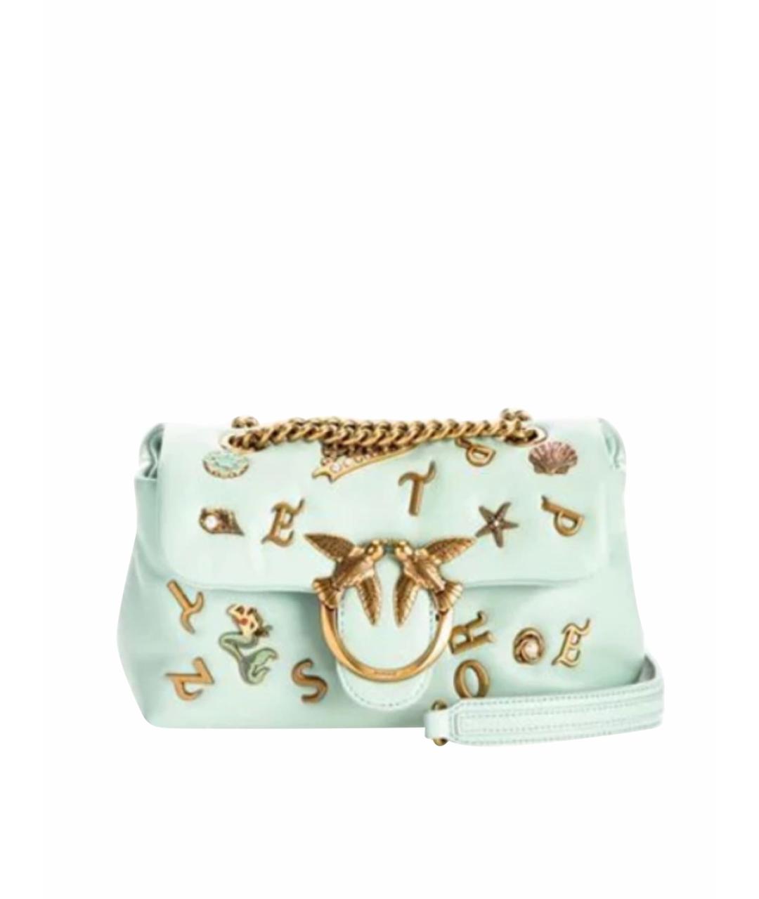 PINKO Бирюзовая кожаная сумка через плечо, фото 1