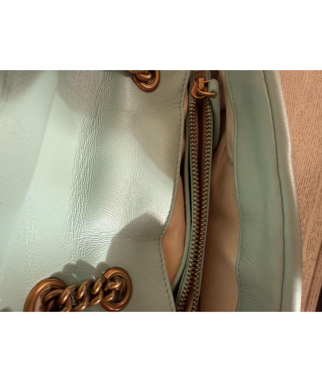 PINKO Бирюзовая кожаная сумка через плечо, фото 4