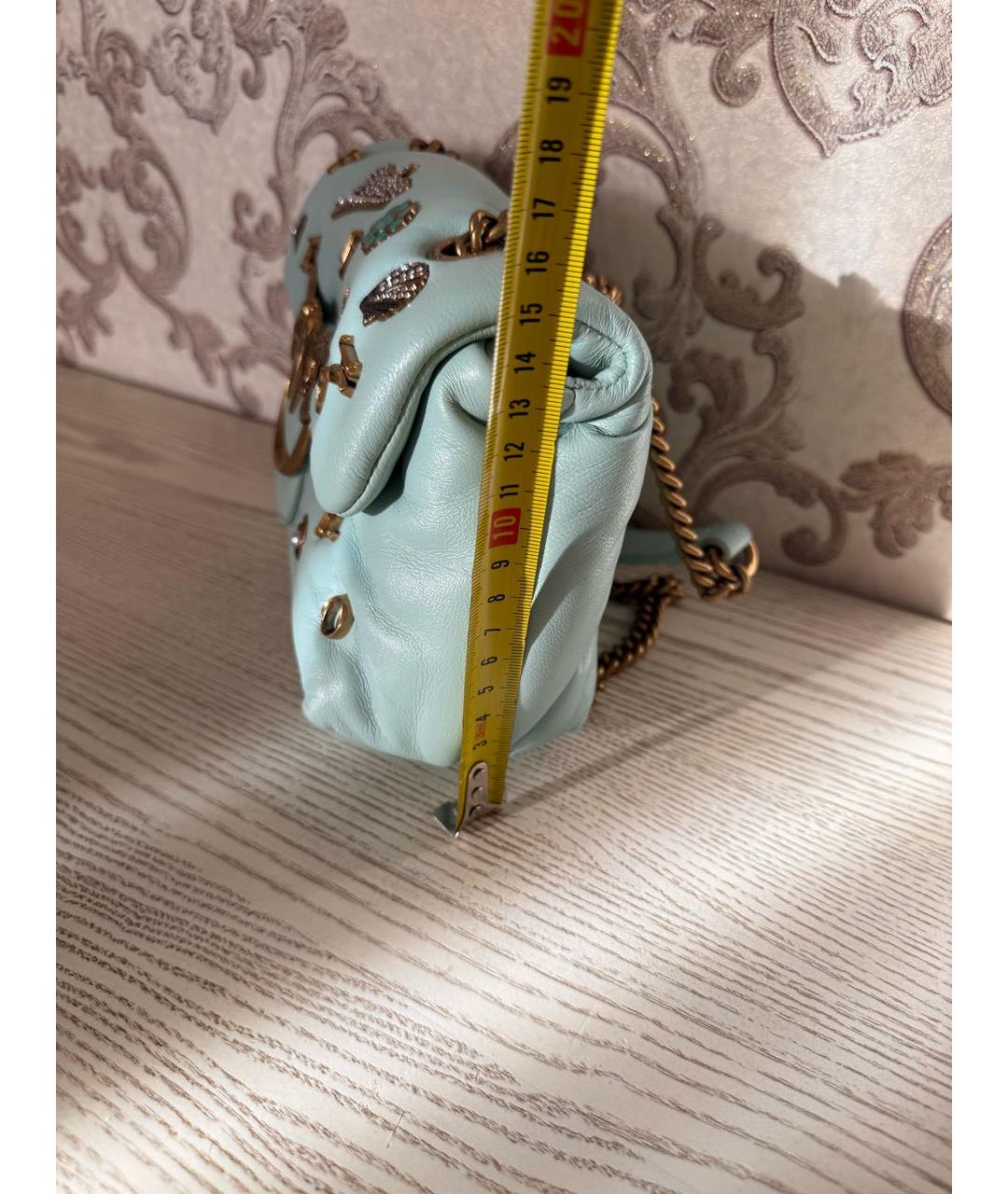 PINKO Бирюзовая кожаная сумка через плечо, фото 2