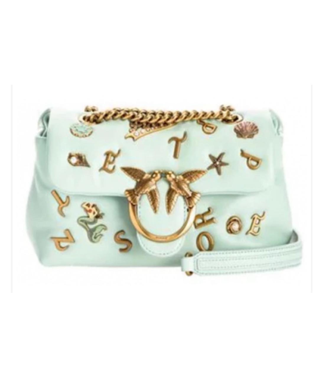 PINKO Бирюзовая кожаная сумка через плечо, фото 8