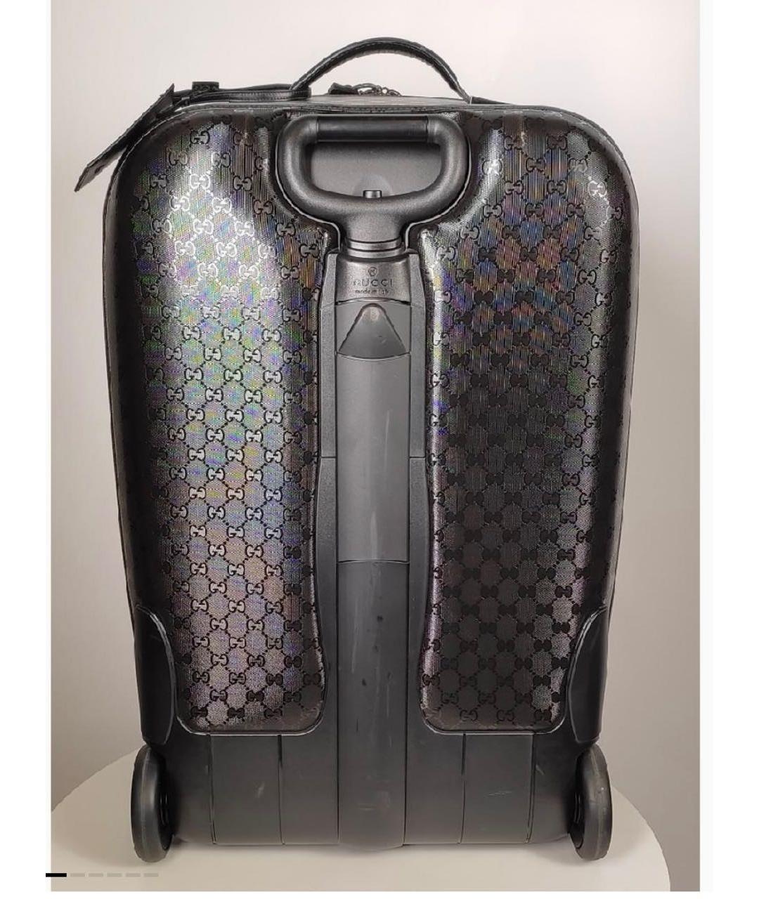GUCCI Черный чемодан из искусственной кожи, фото 4