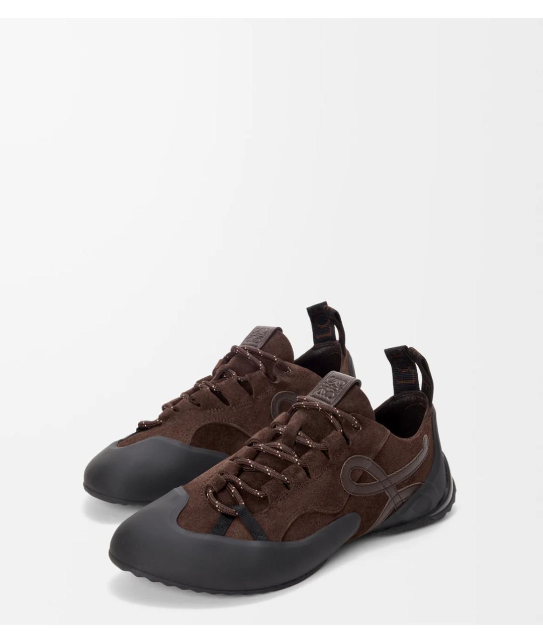 LOEWE Коричневые кожаные кроссовки, фото 2