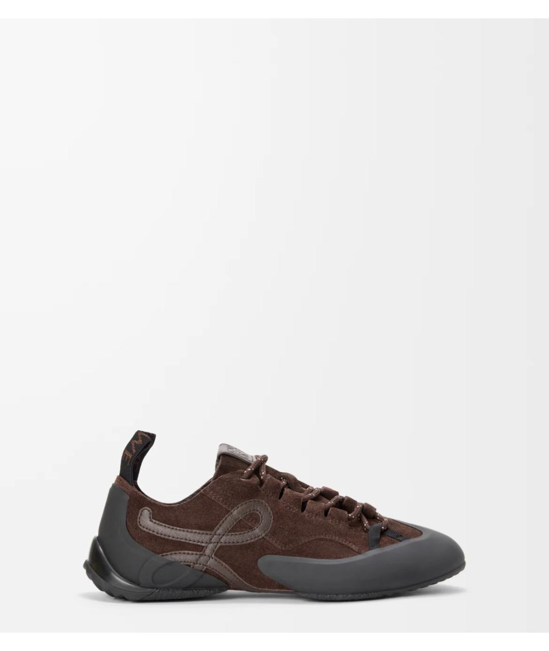 LOEWE Коричневые кожаные кроссовки, фото 5