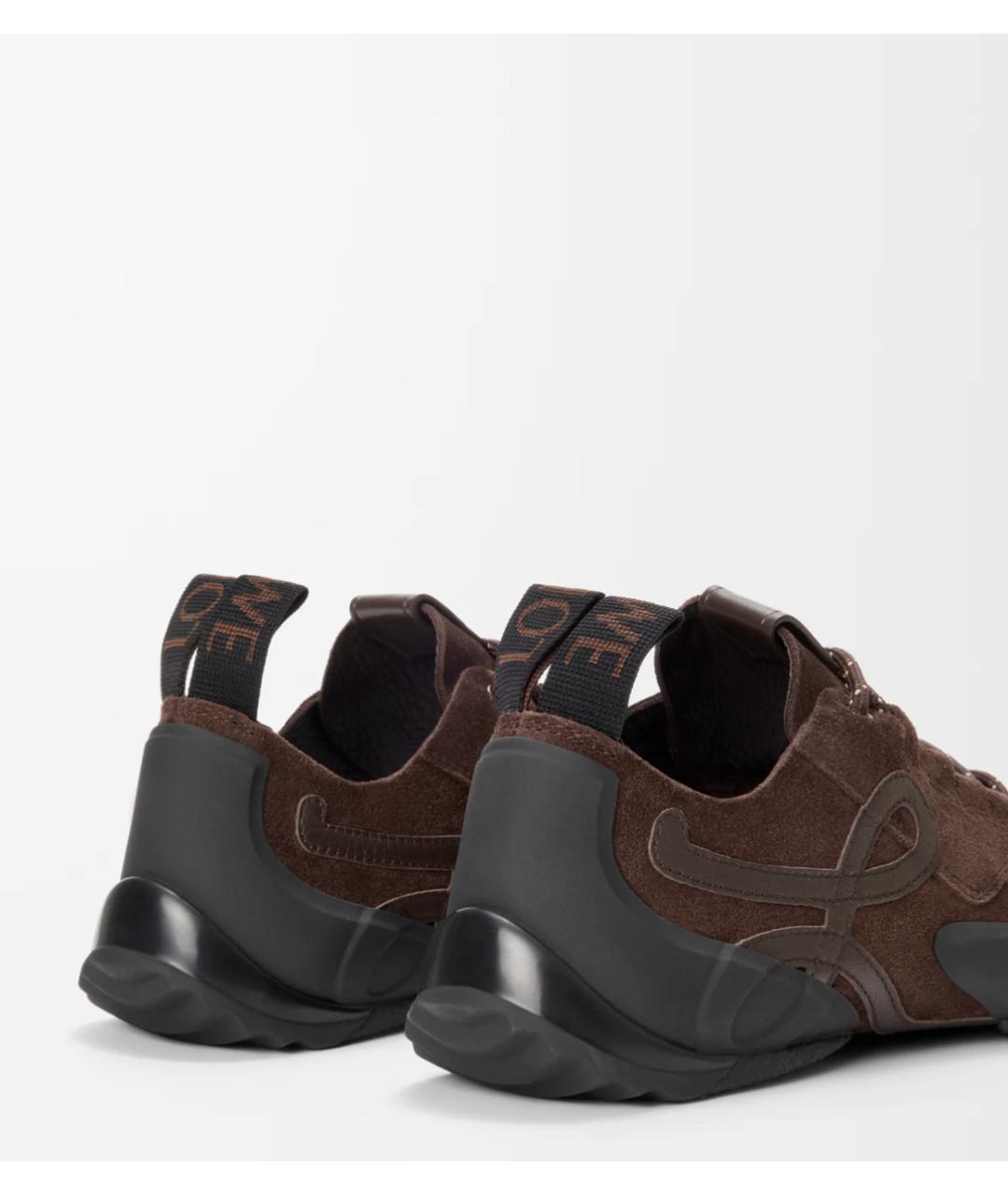 LOEWE Коричневые кожаные кроссовки, фото 4