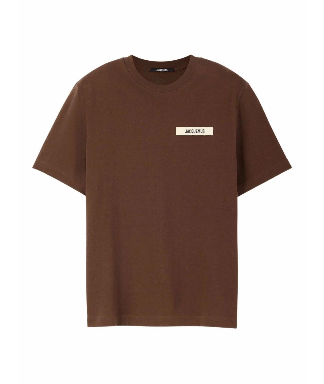 JACQUEMUS Коричневая хлопковая футболка, фото 8