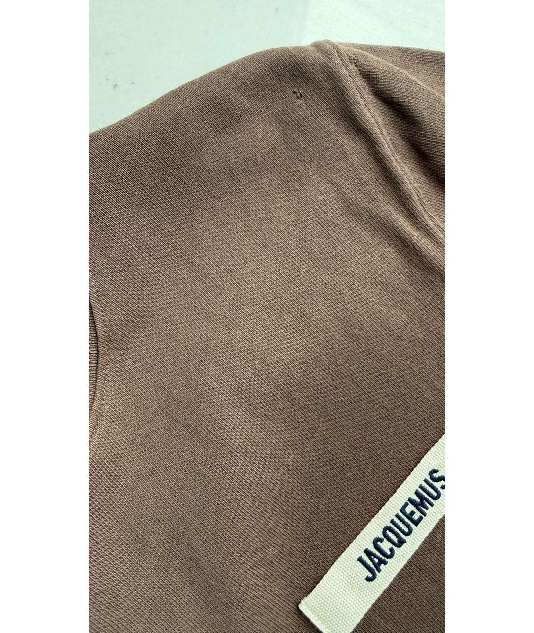 JACQUEMUS Коричневая хлопковая футболка, фото 4