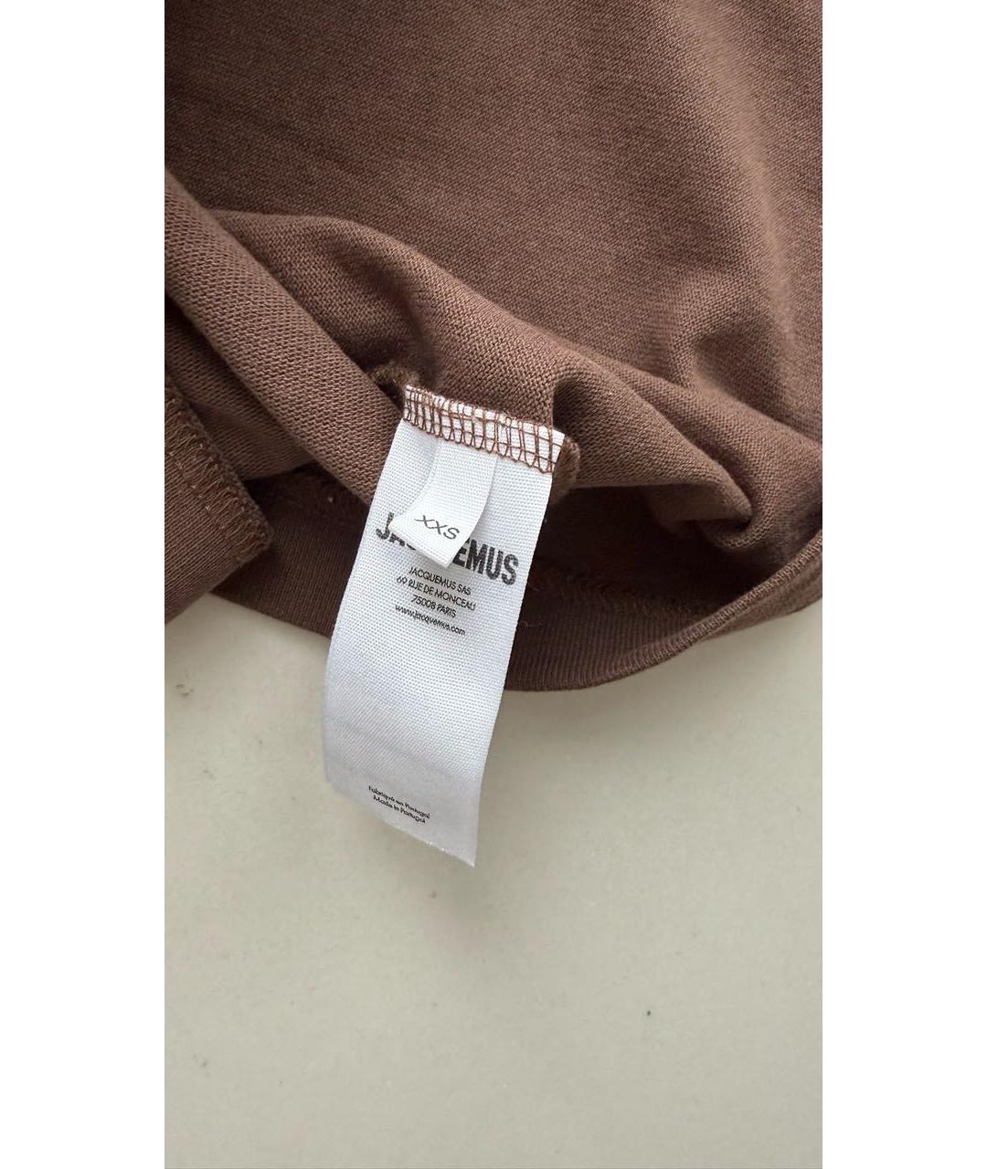 JACQUEMUS Коричневая хлопковая футболка, фото 5