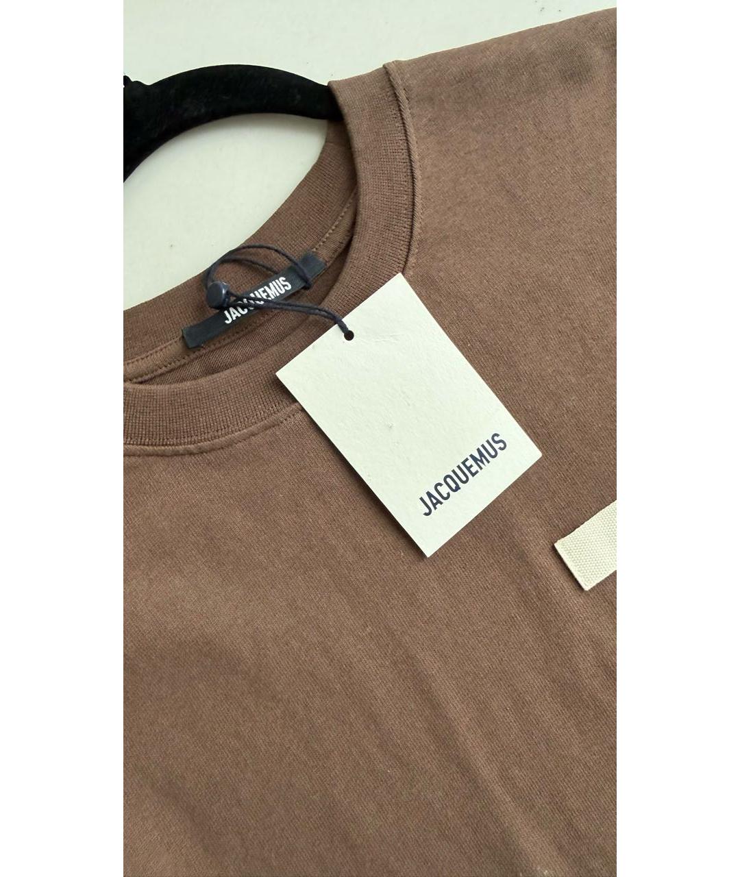 JACQUEMUS Коричневая хлопковая футболка, фото 3