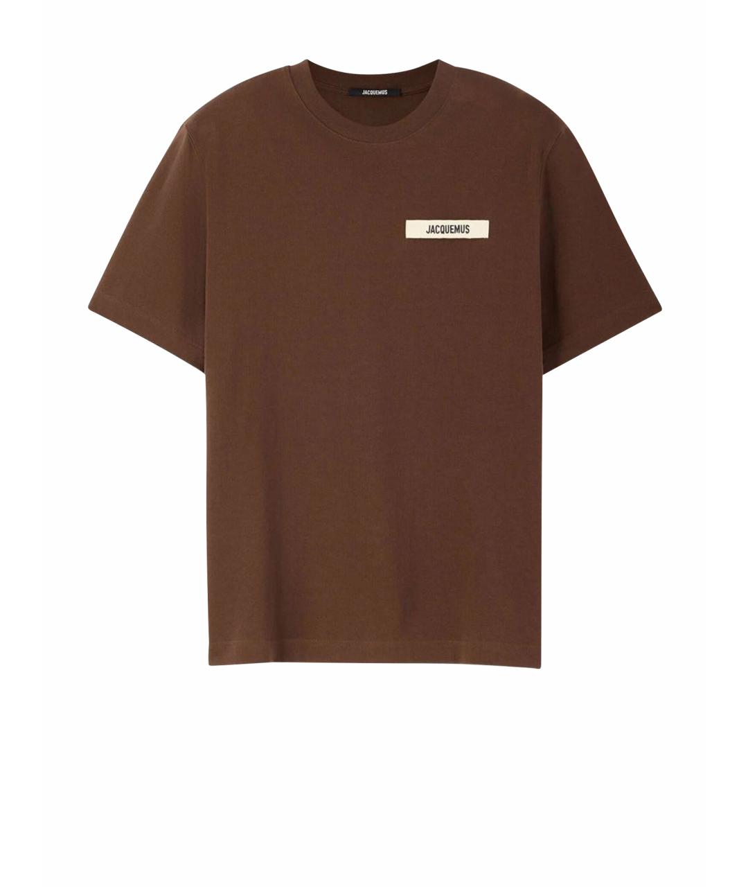 JACQUEMUS Коричневая хлопковая футболка, фото 1