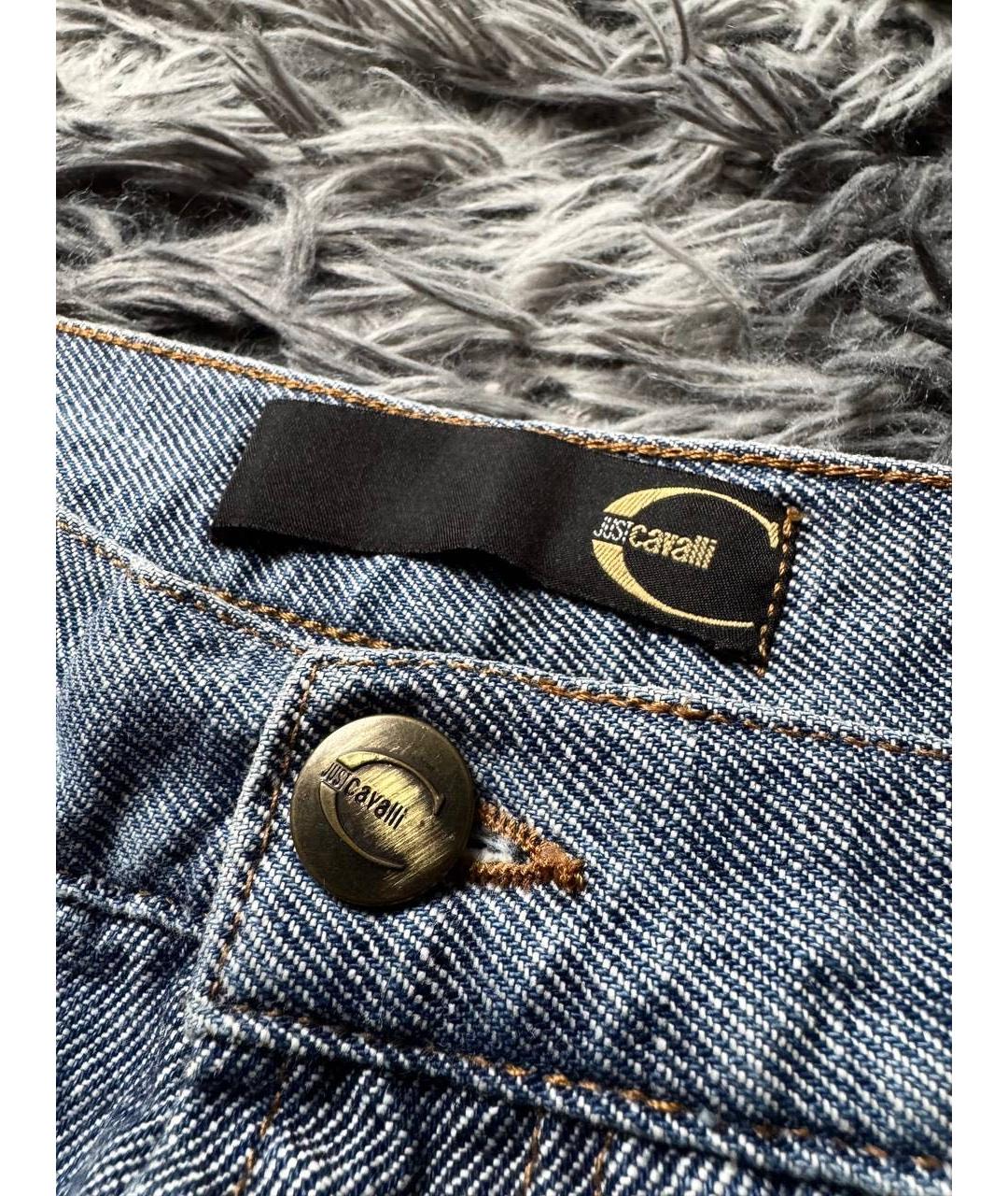 JUST CAVALLI Синие хлопковые прямые джинсы, фото 6