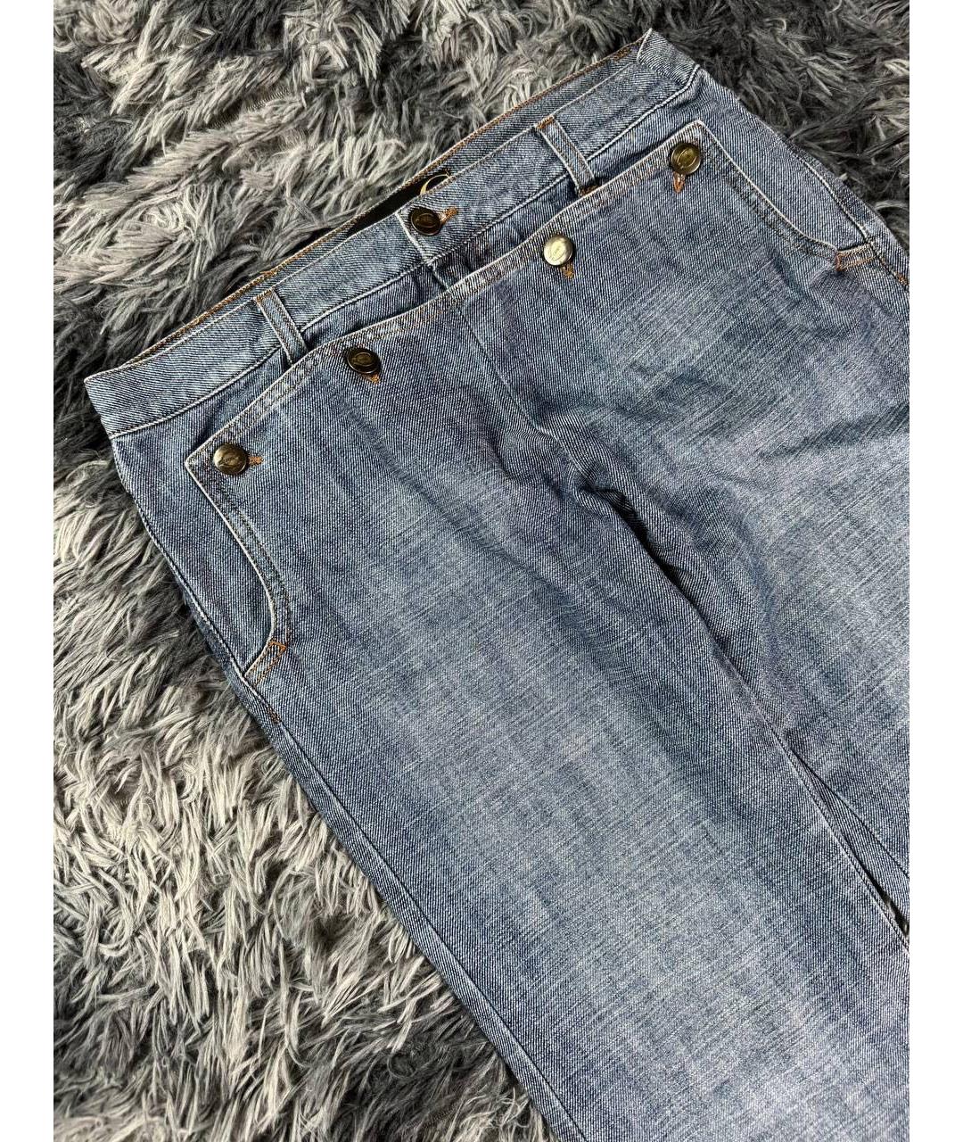 JUST CAVALLI Синие хлопковые прямые джинсы, фото 4