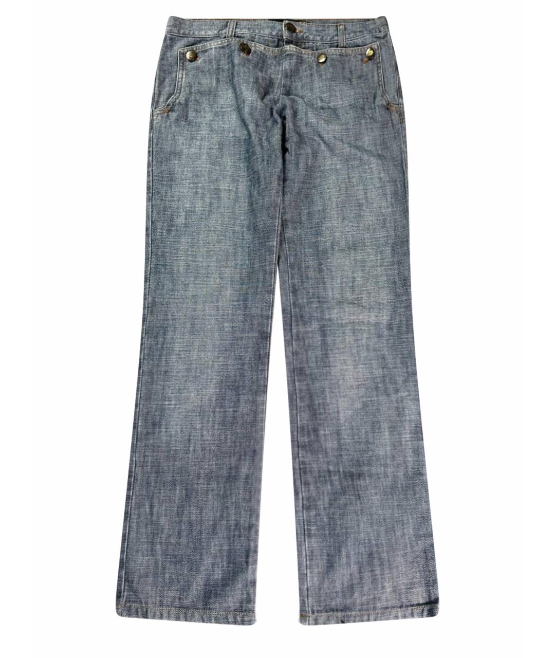 JUST CAVALLI Синие хлопковые прямые джинсы, фото 1