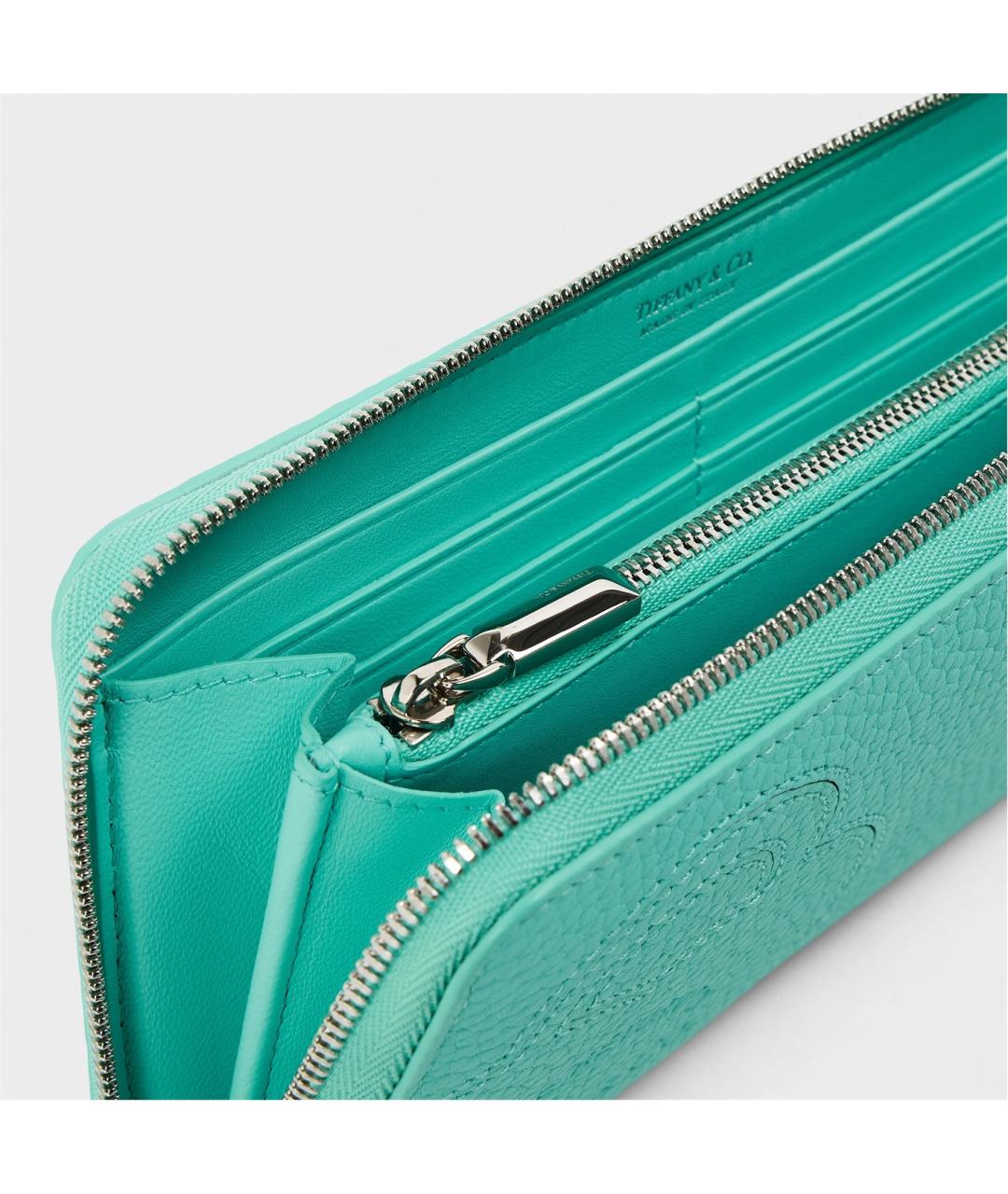 TIFFANY&CO Зеленый кожаный кошелек, фото 3