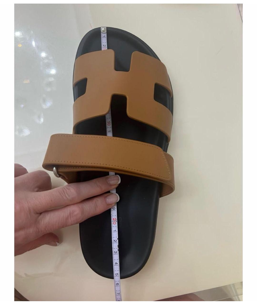 HERMES Коричневые кожаные сандалии, фото 4