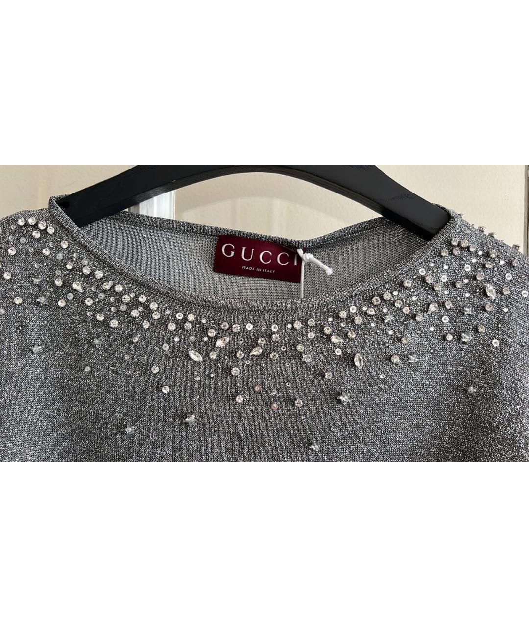 GUCCI Серебряное вискозное повседневное платье, фото 6