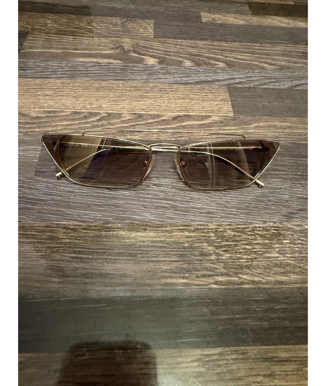 PRADA Золотые металлические солнцезащитные очки, фото 9