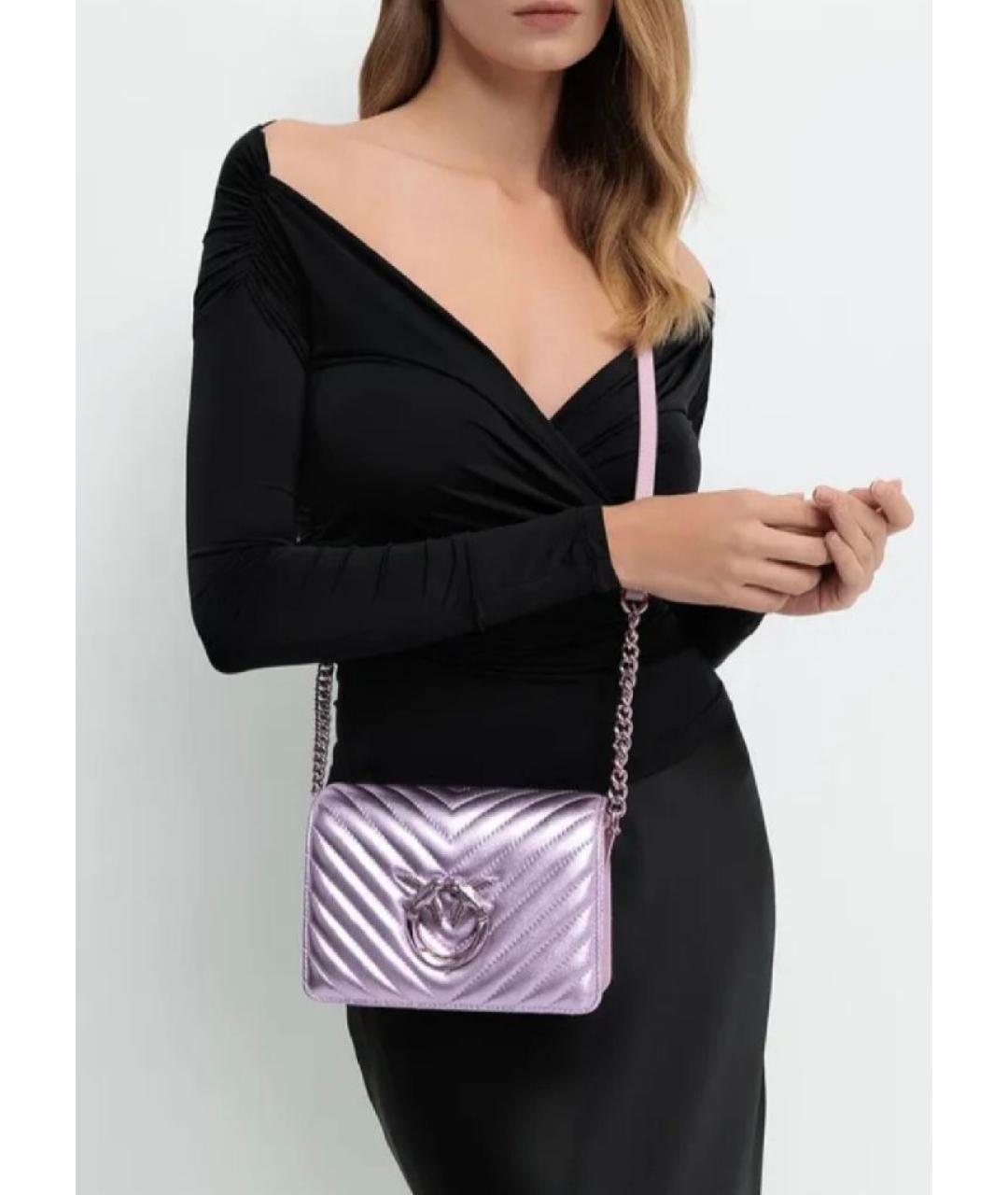 PINKO Розовая кожаная сумка через плечо, фото 2