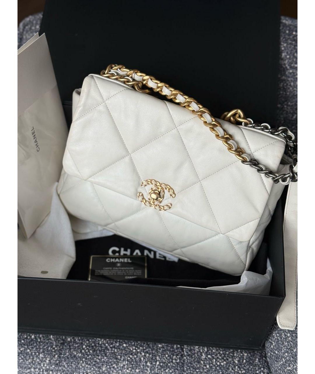 CHANEL Белая кожаная сумка через плечо, фото 5