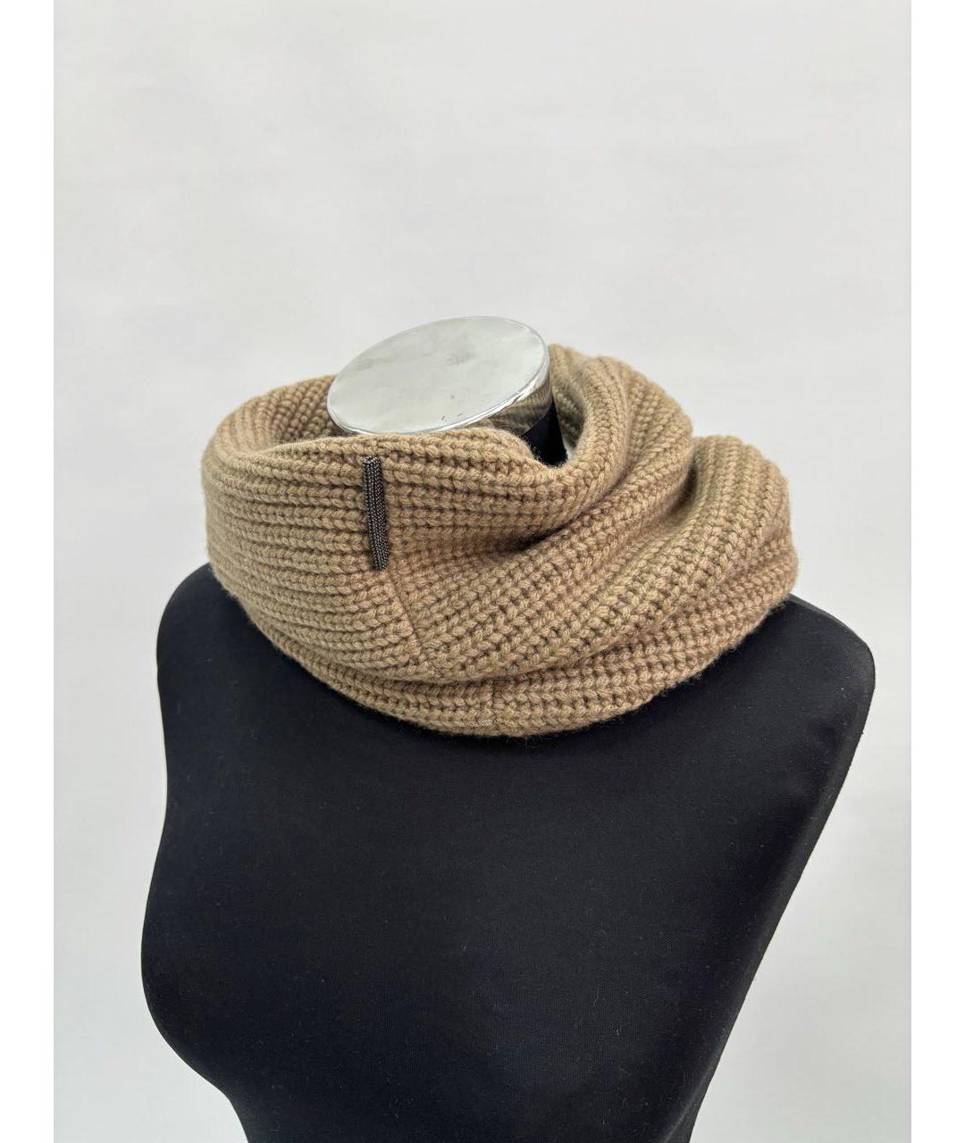 BRUNELLO CUCINELLI Коричневый шарф, фото 7