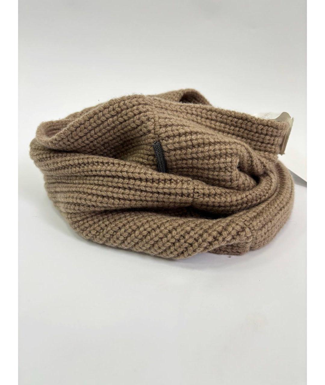 BRUNELLO CUCINELLI Коричневый шарф, фото 6