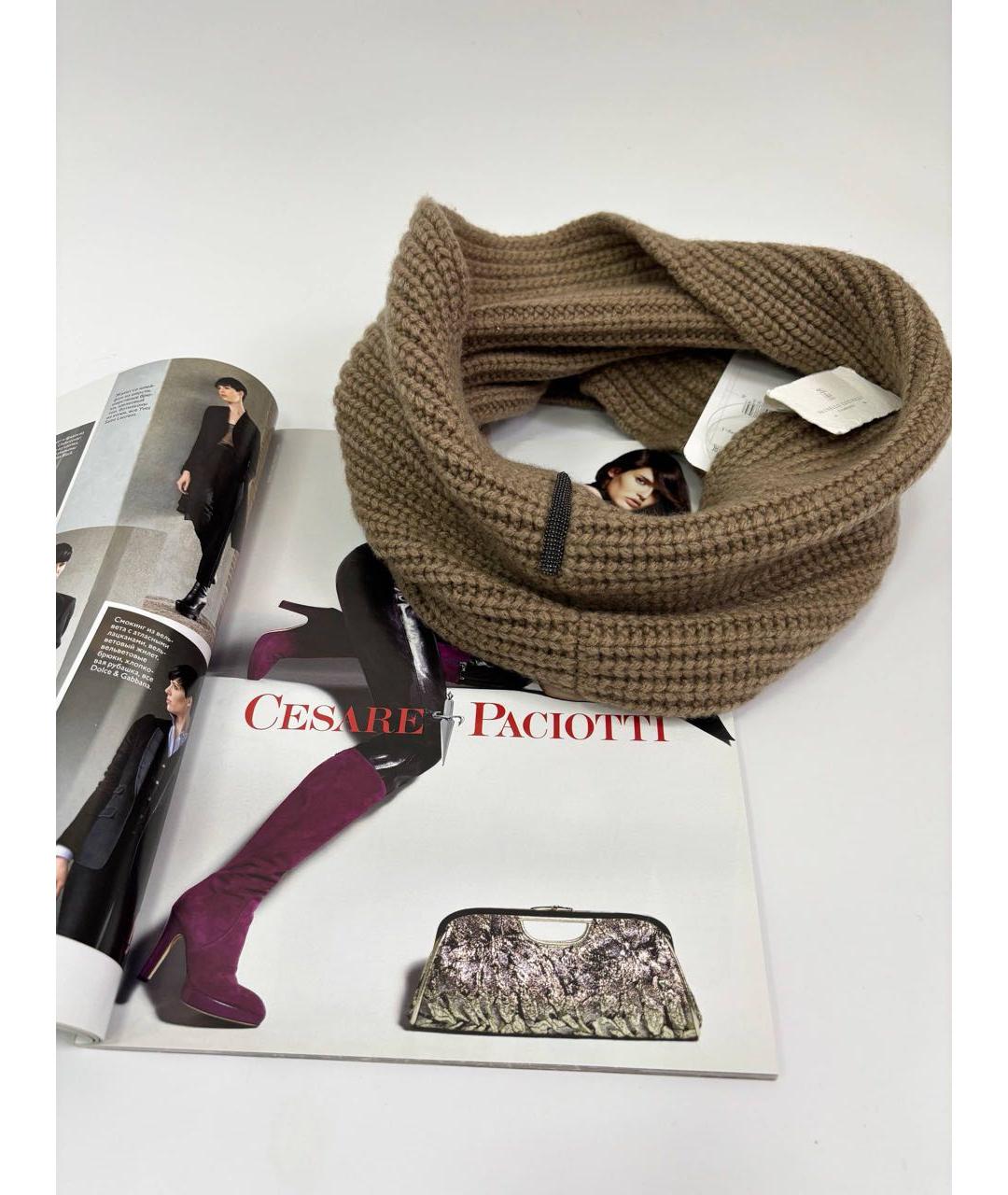 BRUNELLO CUCINELLI Коричневый шарф, фото 5