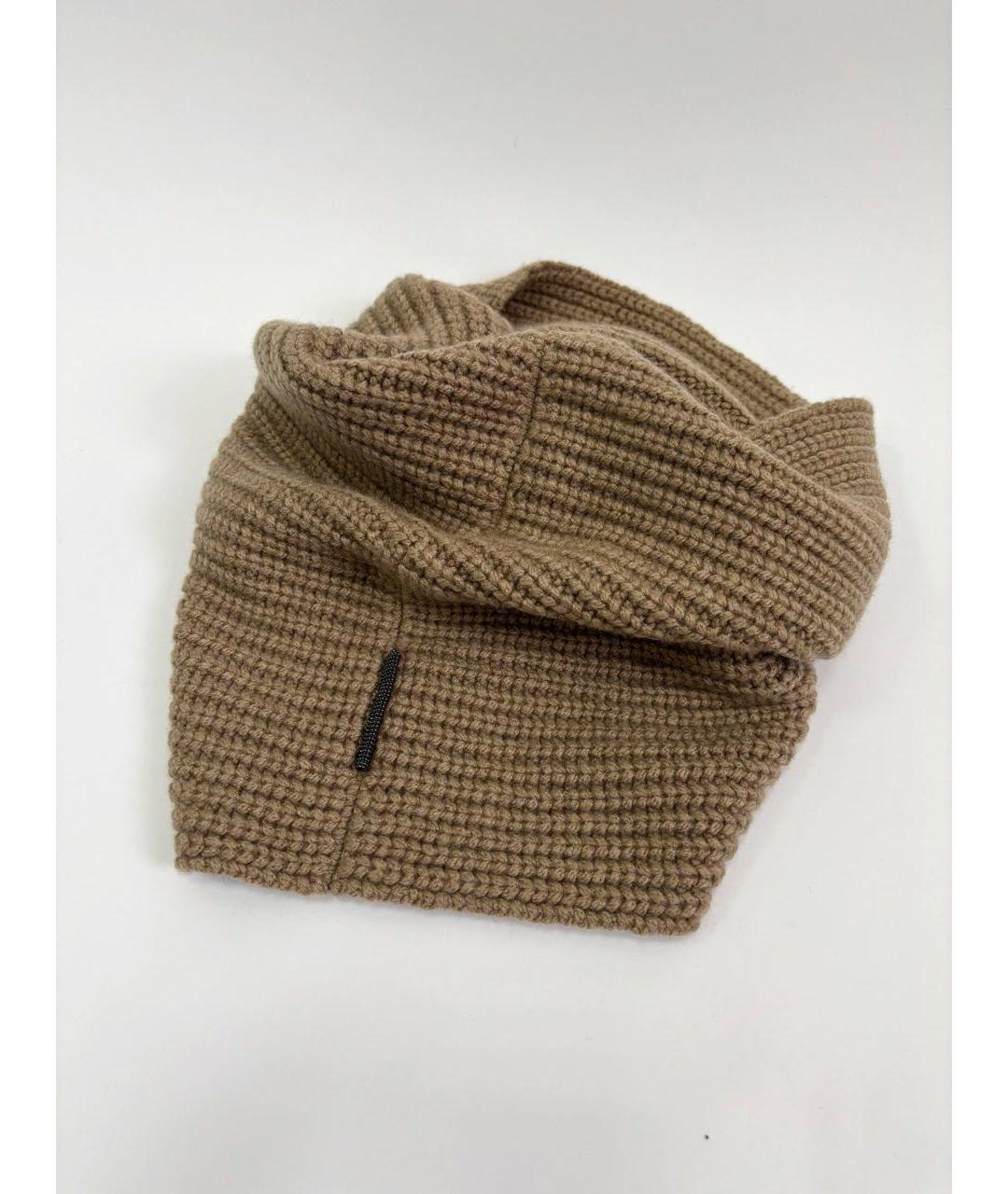 BRUNELLO CUCINELLI Коричневый шарф, фото 9