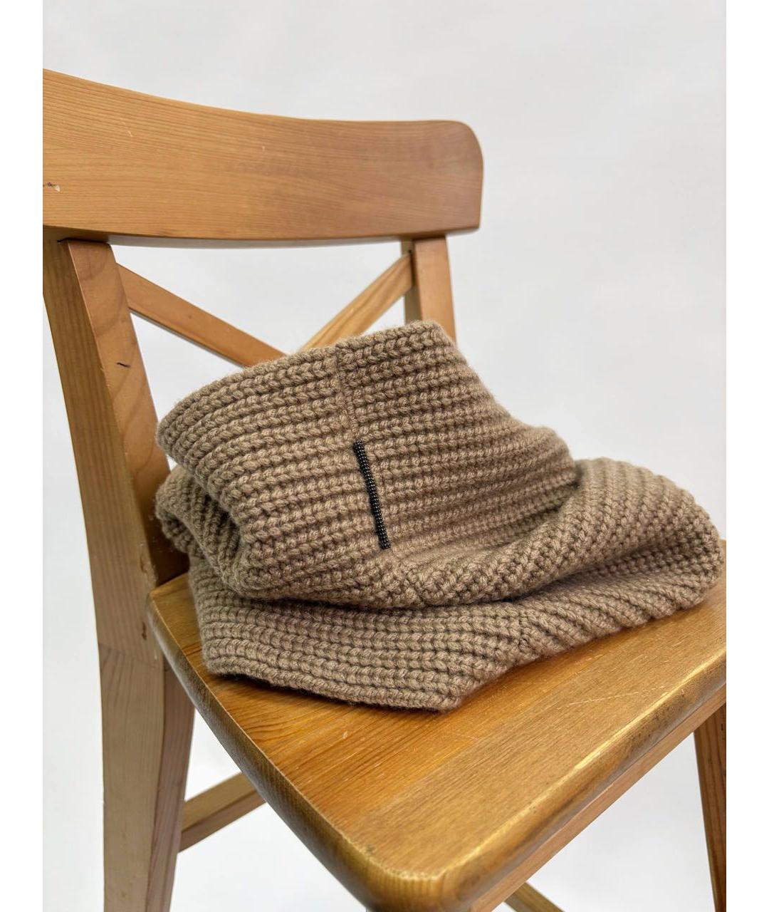 BRUNELLO CUCINELLI Коричневый шарф, фото 8