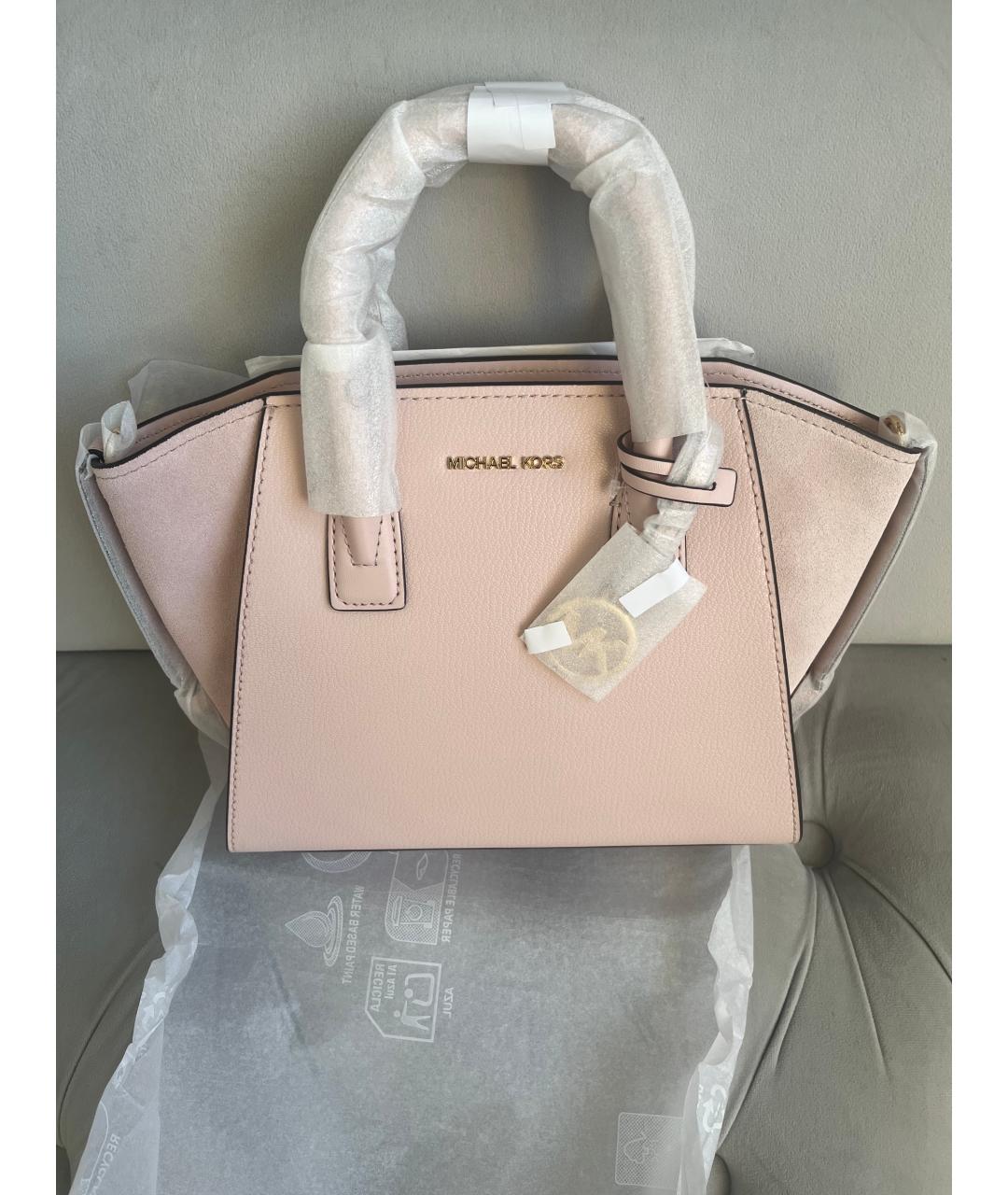 MICHAEL KORS Розовая кожаная сумка с короткими ручками, фото 10