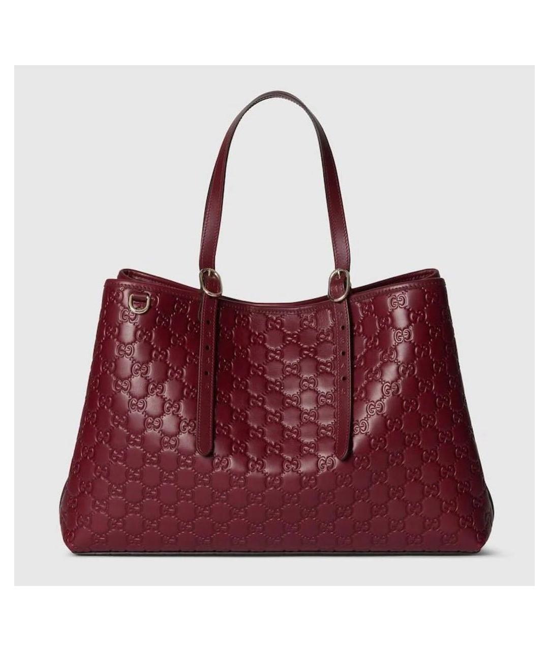 GUCCI Бордовая кожаная сумка тоут, фото 4