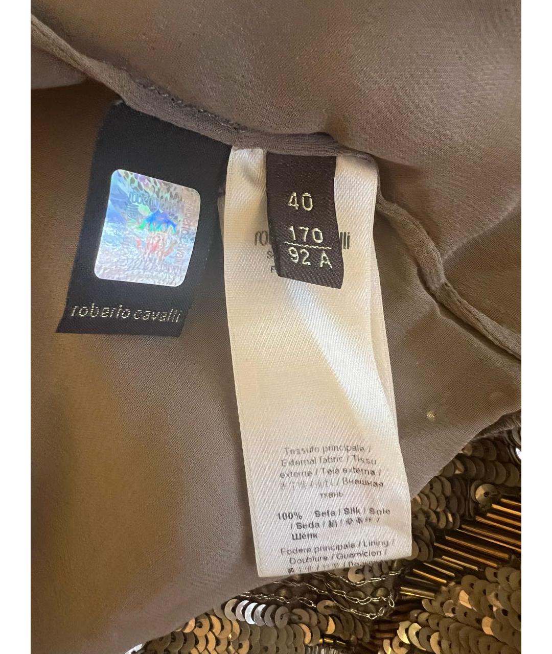 ROBERTO CAVALLI Хаки шелковое вечернее платье, фото 6