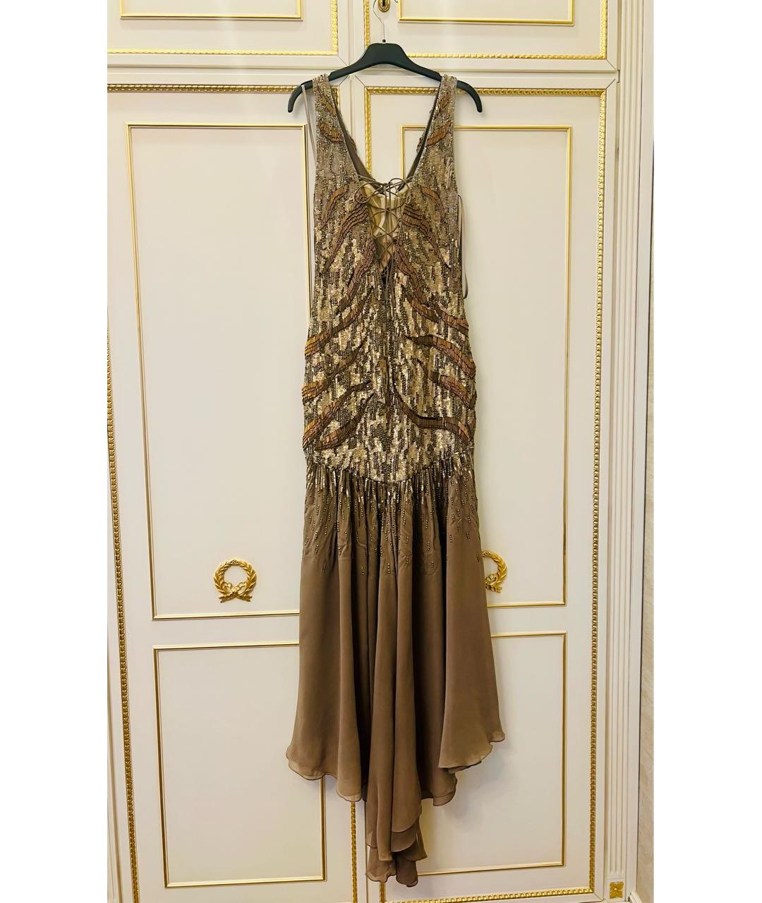 ROBERTO CAVALLI Хаки шелковое вечернее платье, фото 2