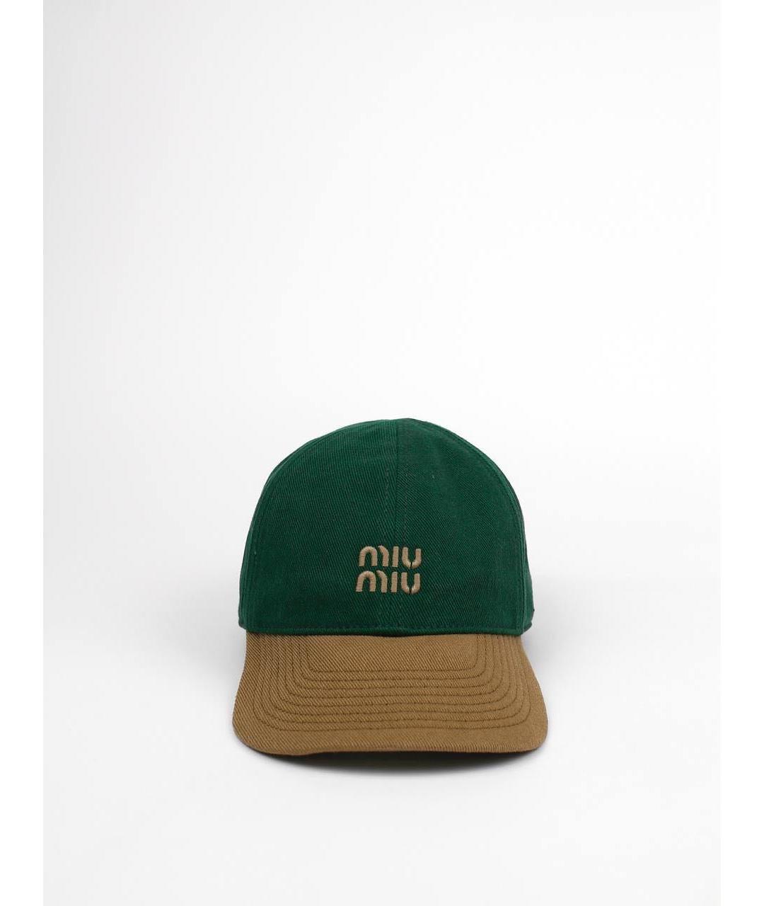 MIU MIU Зеленая хлопковая кепка, фото 2