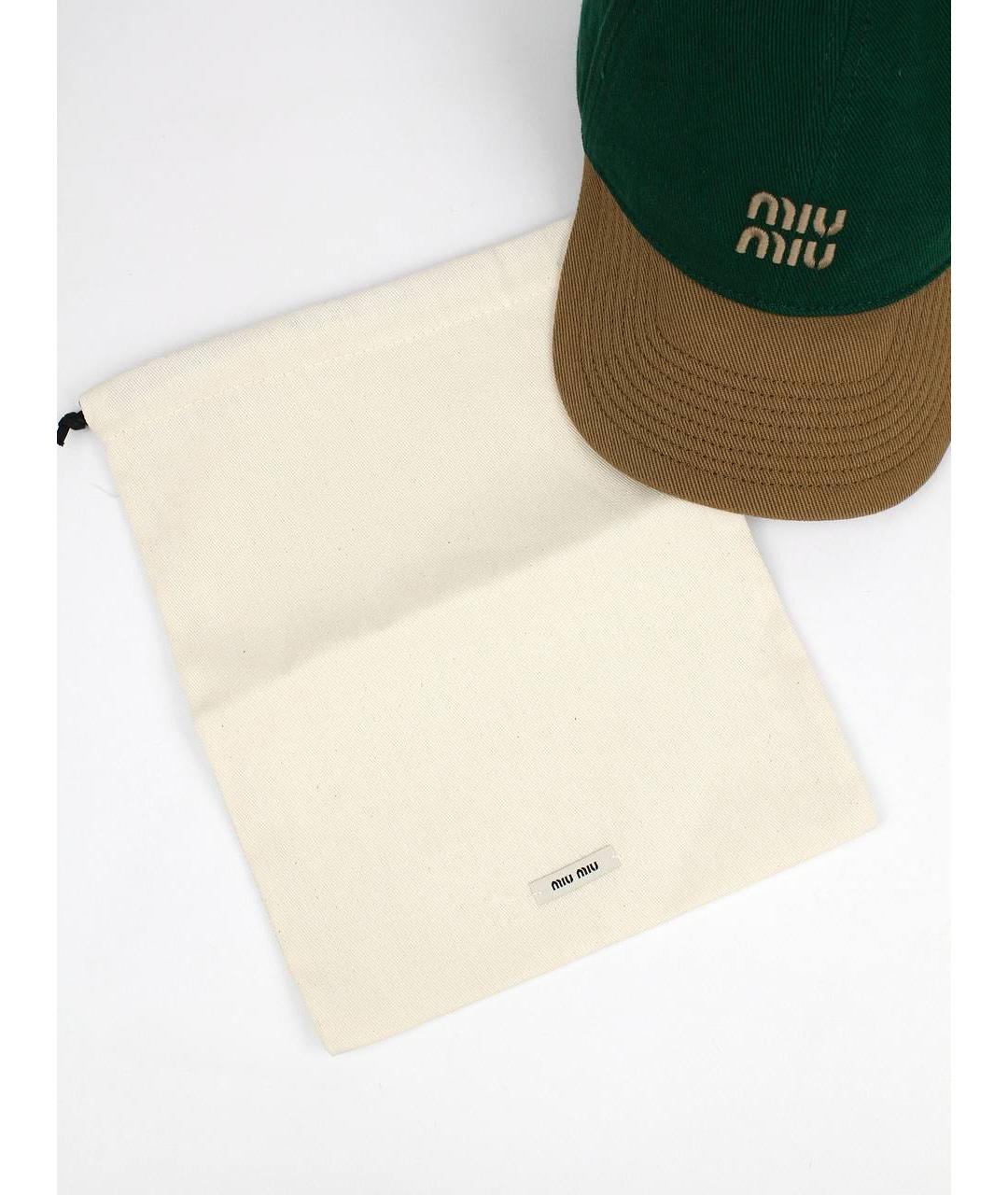 MIU MIU Зеленая хлопковая кепка, фото 4