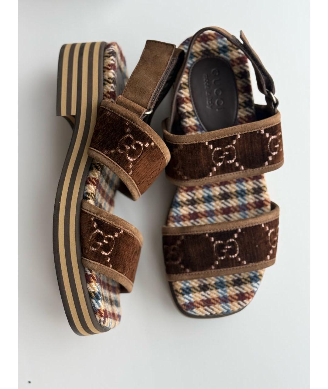 GUCCI Коричневые босоножки, фото 7