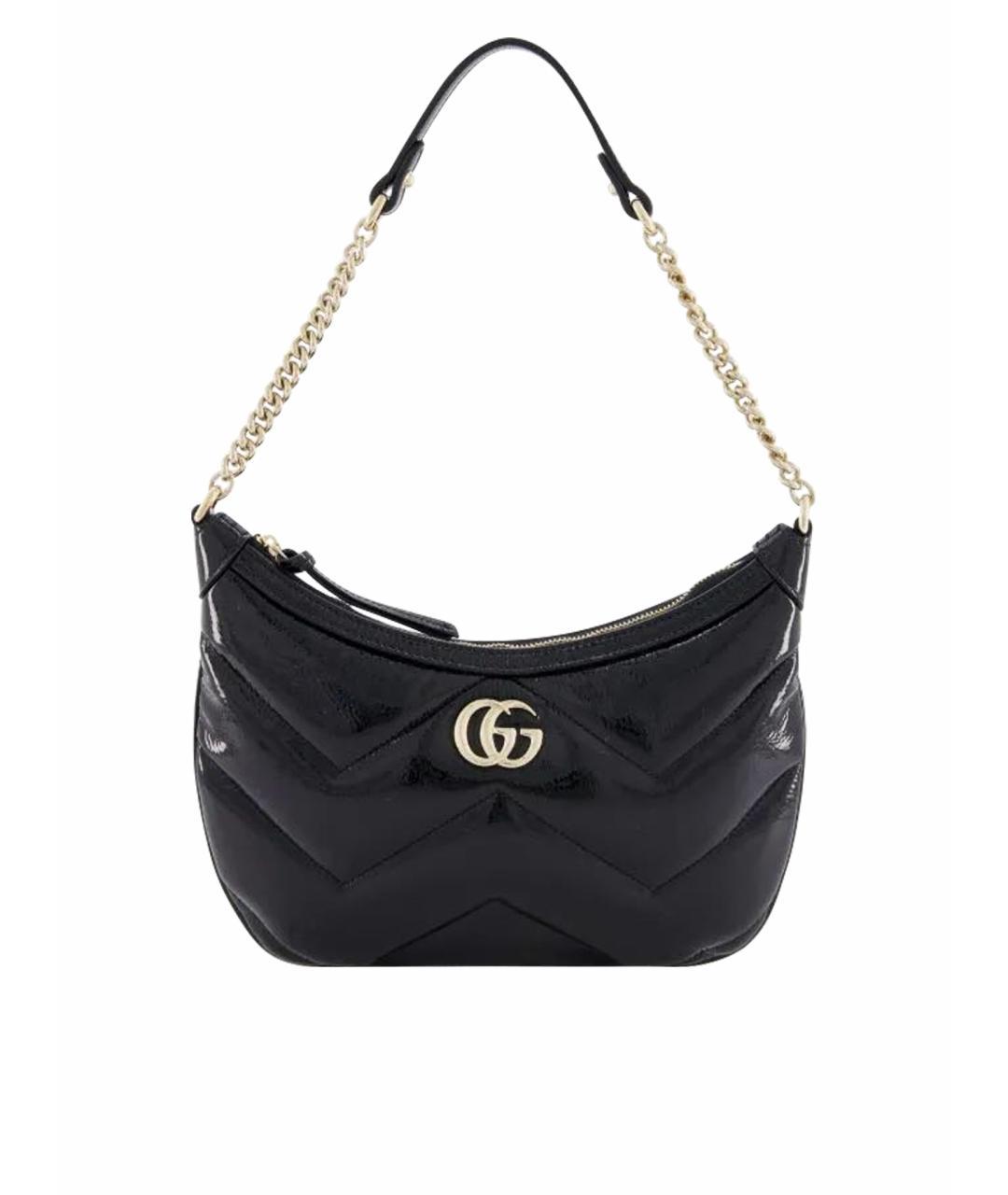 GUCCI Черная сумка через плечо из лакированной кожи, фото 1