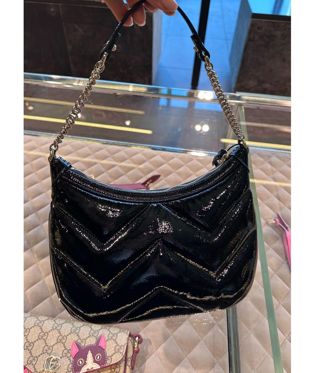 GUCCI Черная сумка через плечо из лакированной кожи, фото 7