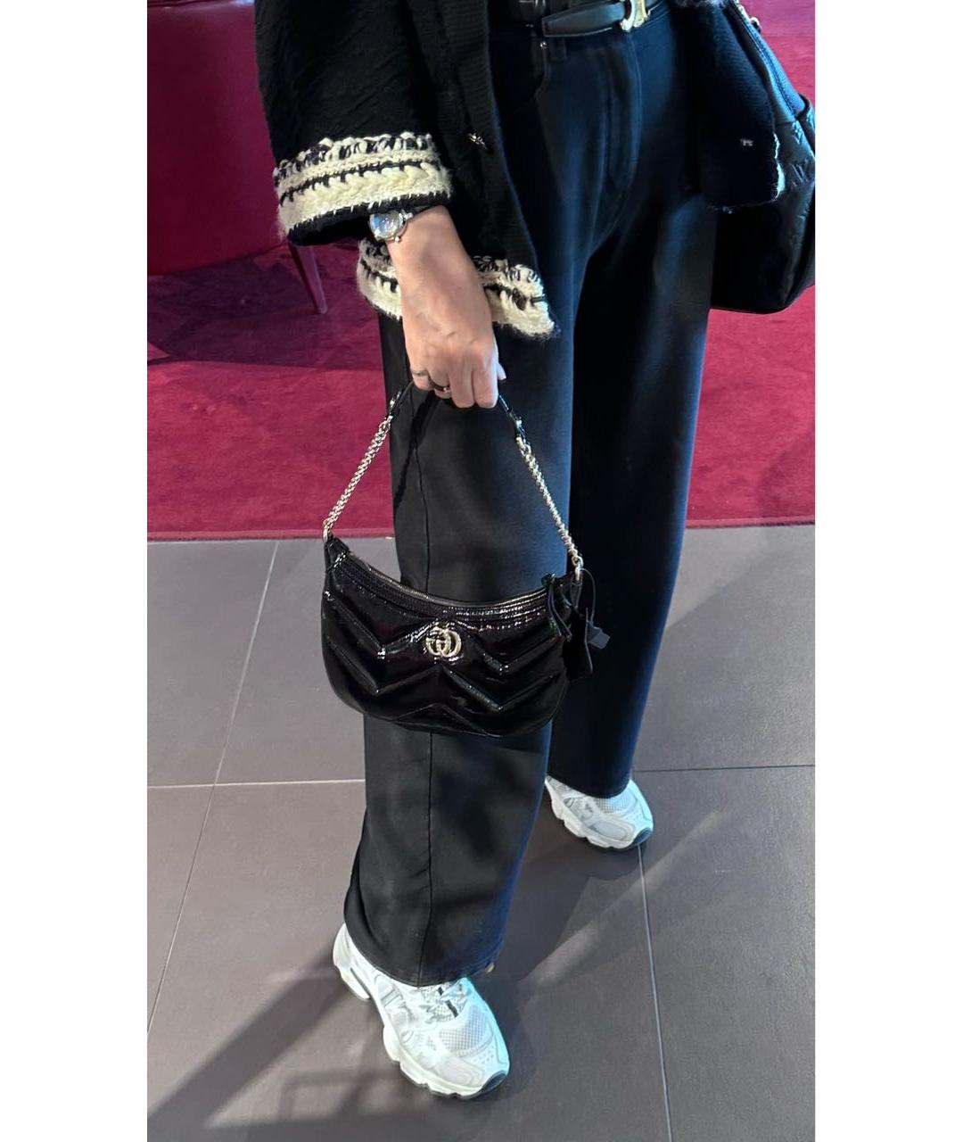 GUCCI Черная сумка через плечо из лакированной кожи, фото 6