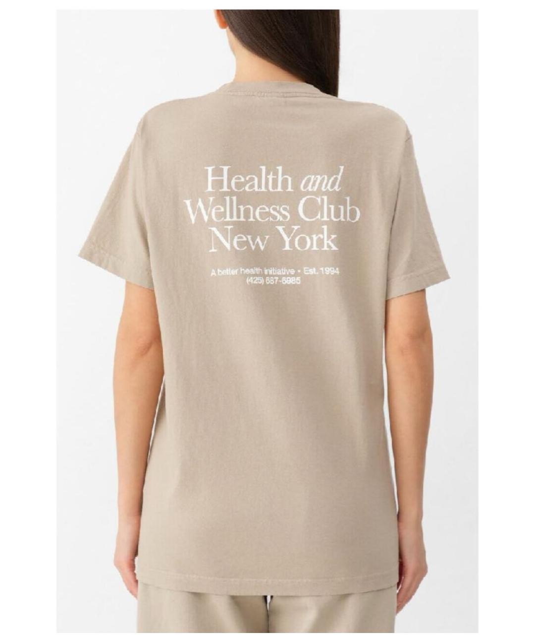 SPORTY AND RICH Бежевая хлопковая футболка, фото 6
