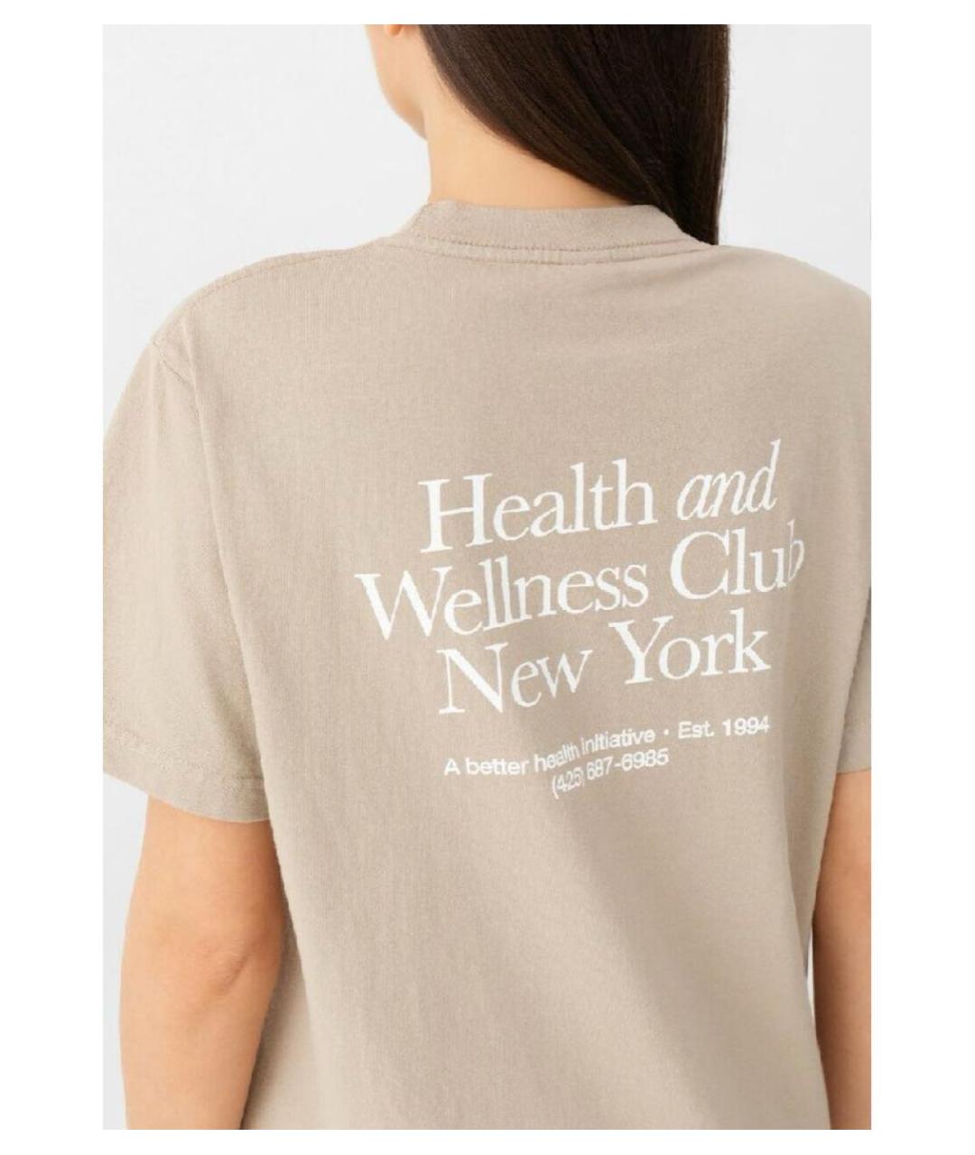 SPORTY AND RICH Бежевая хлопковая футболка, фото 5