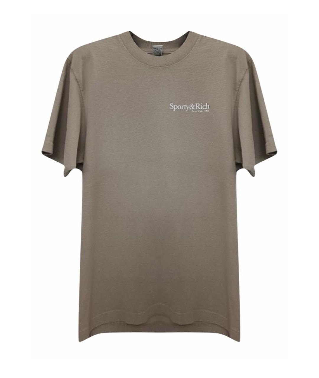 SPORTY AND RICH Бежевая хлопковая футболка, фото 1