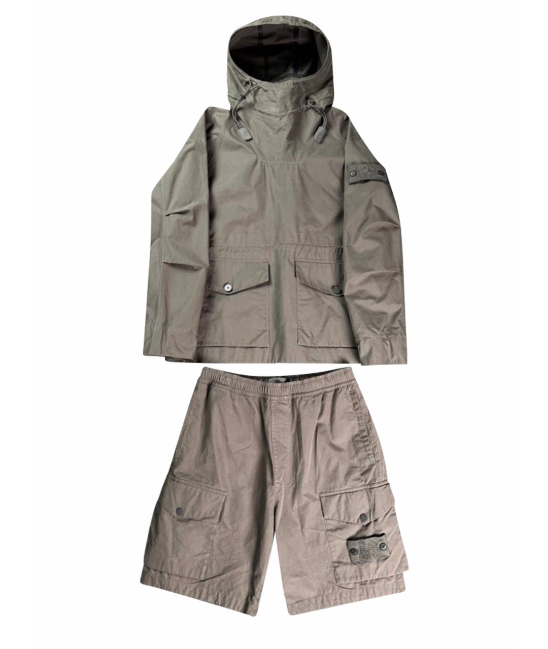 STONE ISLAND Серый хлопковый спортивный костюм, фото 1