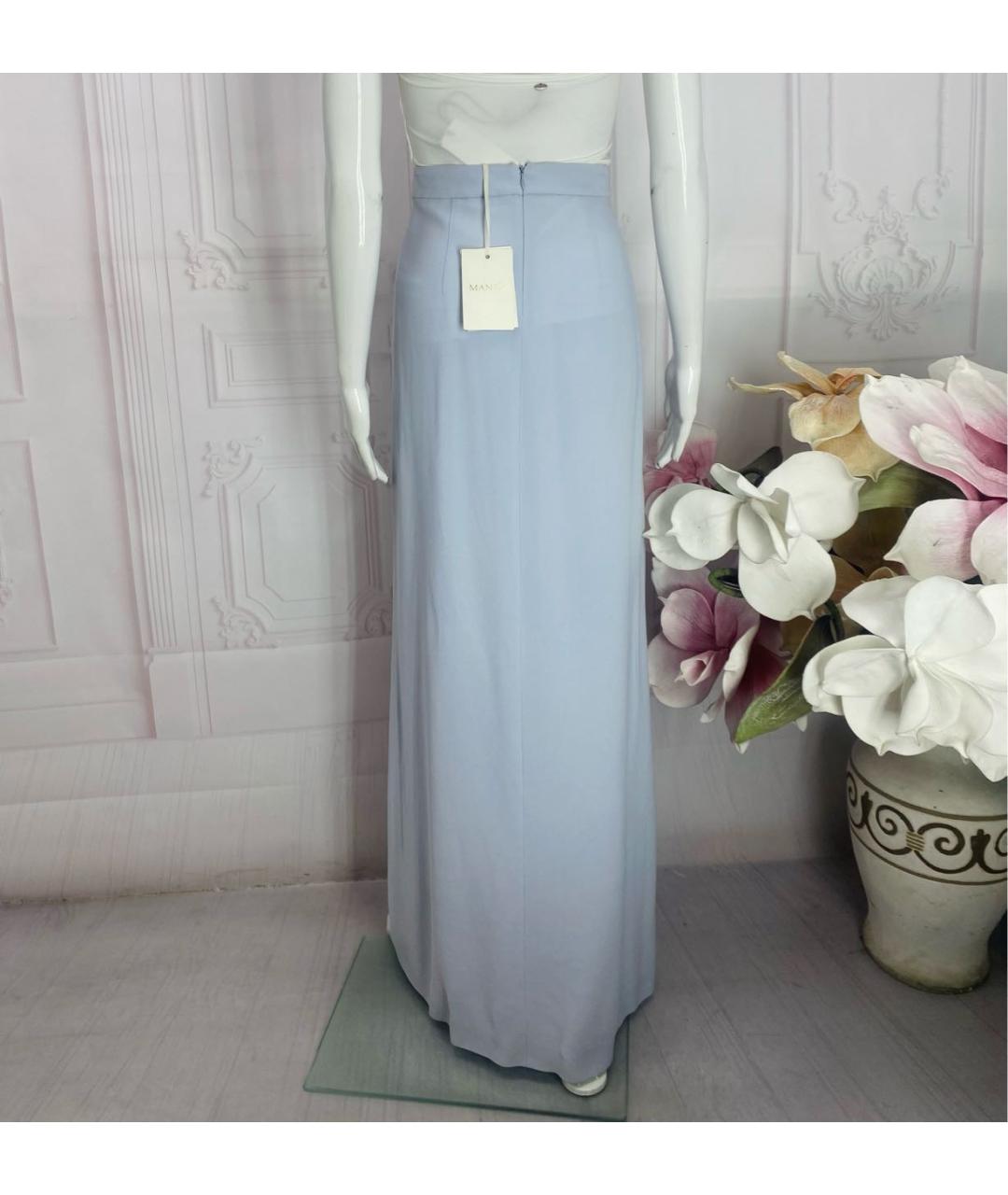 MANTU Голубая ацетатная юбка макси, фото 6