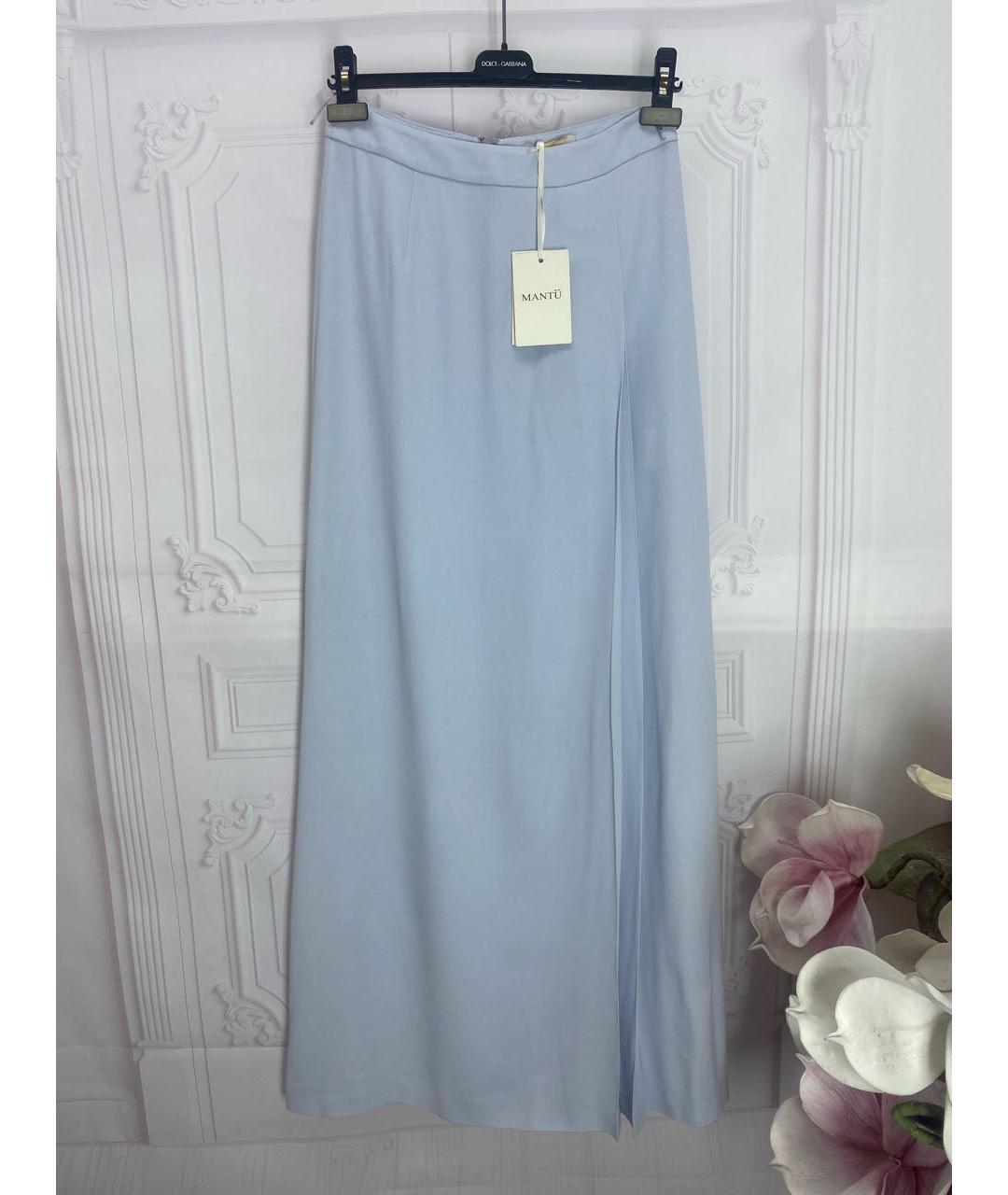 MANTU Голубая ацетатная юбка макси, фото 8