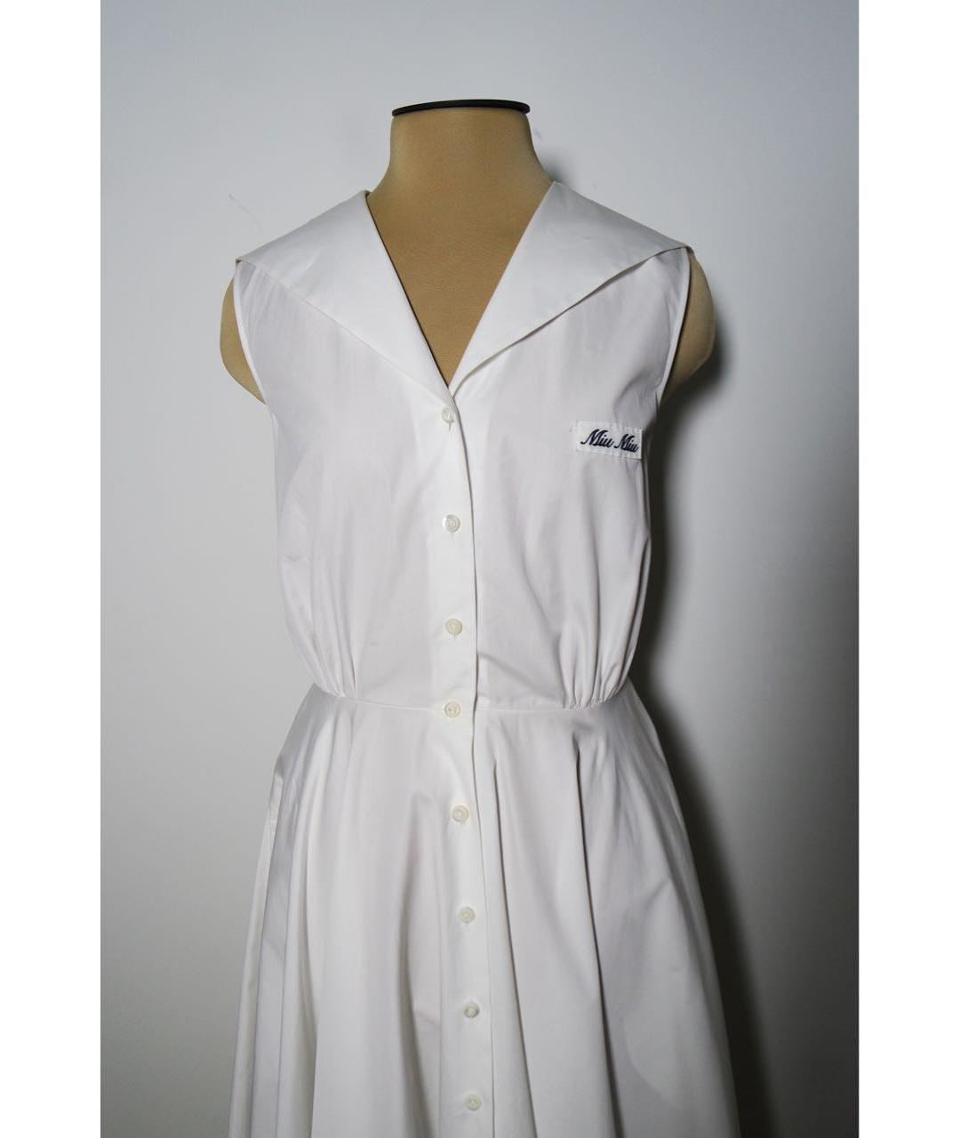 MIU MIU Белое хлопковое повседневное платье, фото 5