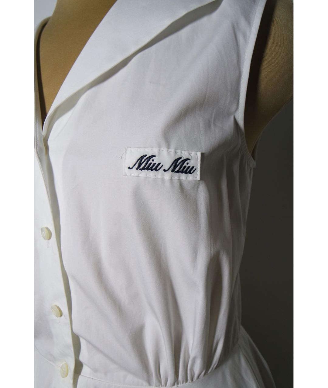 MIU MIU Белое хлопковое повседневное платье, фото 6