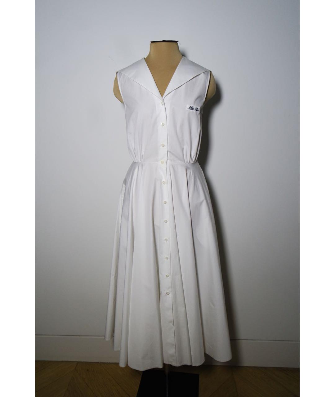 MIU MIU Белое хлопковое повседневное платье, фото 9