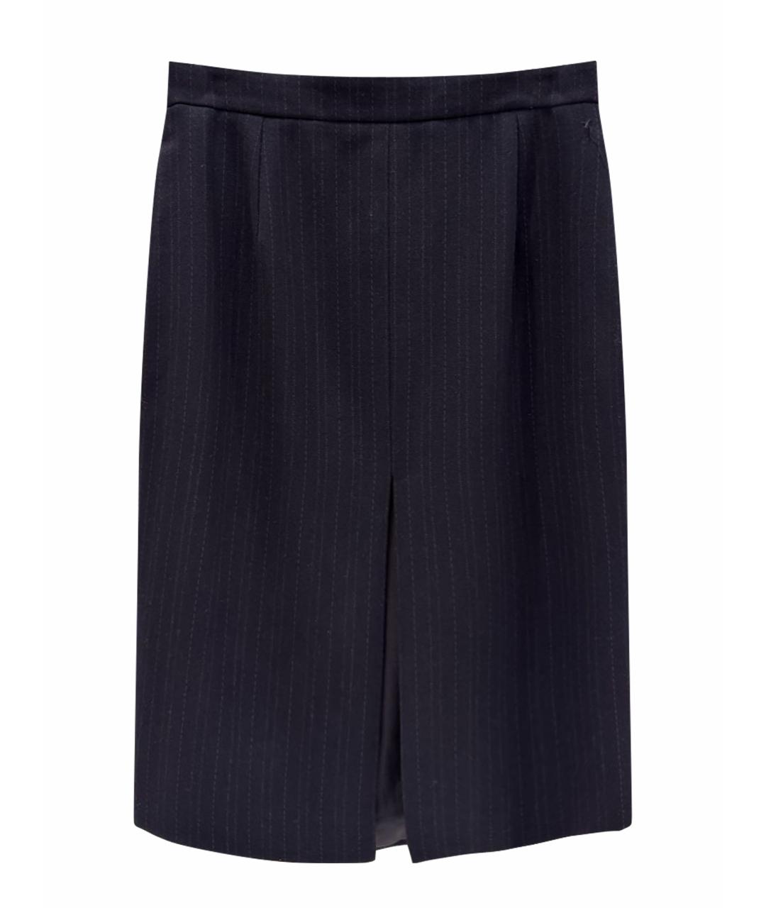 SAINT LAURENT Темно-синяя шерстяная юбка миди, фото 6