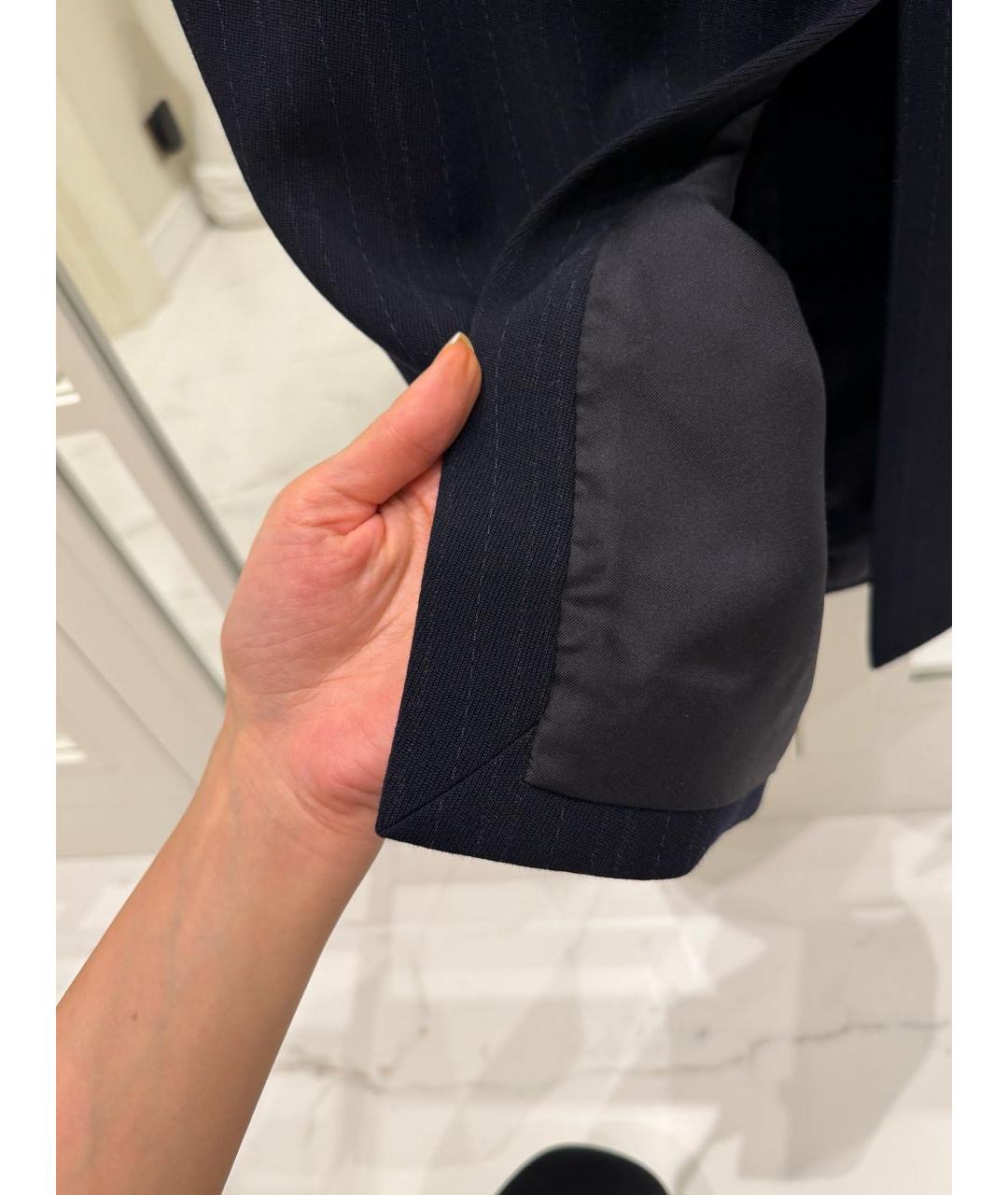 SAINT LAURENT Темно-синяя шерстяная юбка миди, фото 3